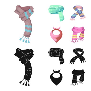 Eşarp ve şal işareti yalıtılmış nesne. Eşarp ve aksesuar hisse senedi vektör çizim koleksiyonu.