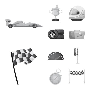 Araba ve ralli logo vektör Illustration. Araba ve yarış vektör simgesini hissenin topluluğu.