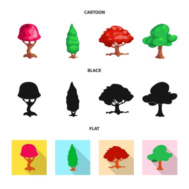 Ağaç ve doğa işaret yalıtılmış nesne. Web için ağaç ve taç hisse senedi simgesi kümesi.