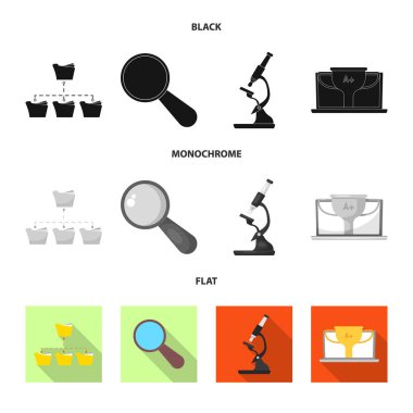 Eğitim ve öğrenme sembolü izole nesne. Eğitim ve hisse senedi için okul vektör simge kümesi.