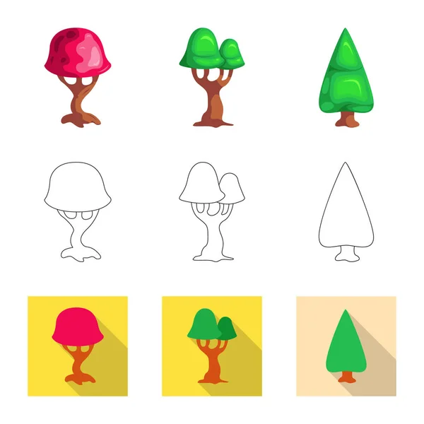 Objeto isolado de árvore e logotipo da natureza. Conjunto de árvore e coroa estoque vetor ilustração . — Vetor de Stock