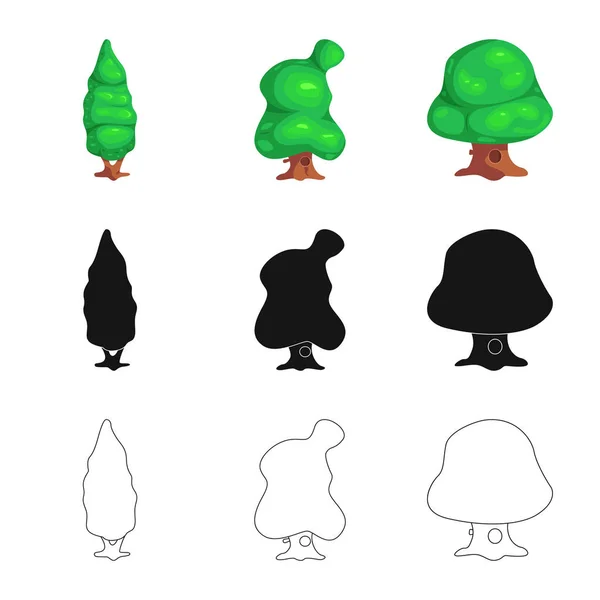 나무와 자연 로그인의 고립 된 개체입니다. 웹에 대 한 나무와 크라운 주식 기호 모음. — 스톡 벡터