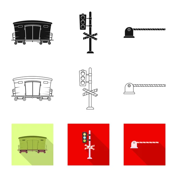Ilustracja wektorowa, dworca kolejowego i logo. Kolekcja z pociągu i bilet symbol giełdowy dla sieci web. — Wektor stockowy