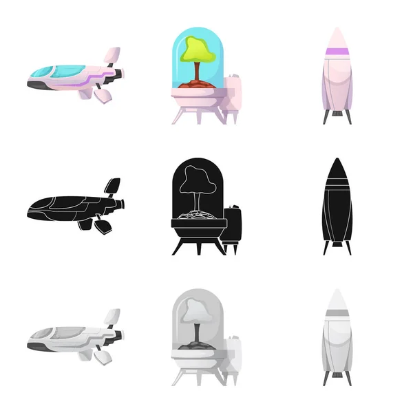 Izolovaný objekt Marsu a prostoru logo. Kolekce z Marsu a vektorové ikony pro populaci planety. — Stockový vektor