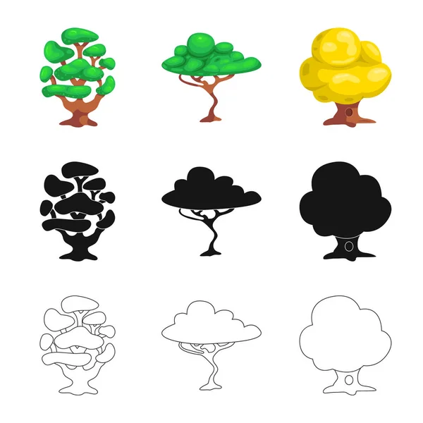 Diseño vectorial del logotipo del árbol y la naturaleza. Colección de árbol y corona símbolo de stock para la web . — Archivo Imágenes Vectoriales