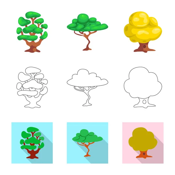 Diseño vectorial del logotipo del árbol y la naturaleza. Colección de árbol y corona stock vector ilustración . — Vector de stock