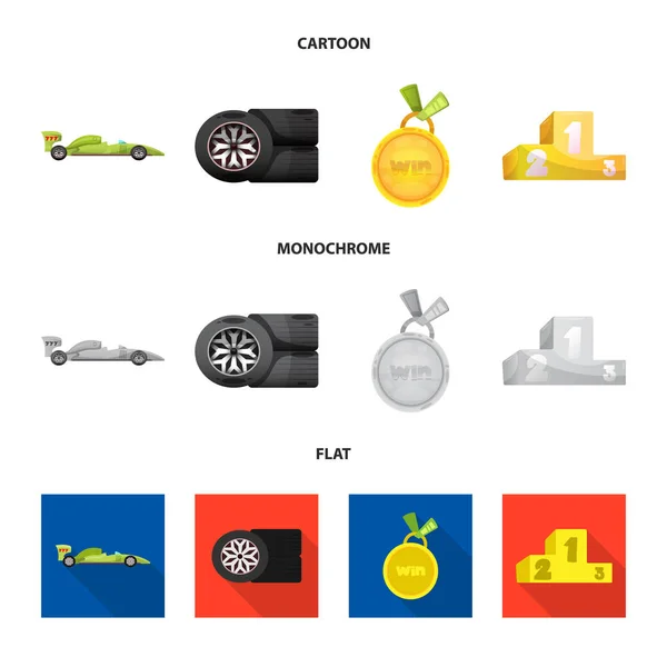Design vettoriale dell'auto e logo del rally. Raccolta di auto e corsa stock vettoriale illustrazione . — Vettoriale Stock