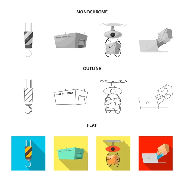 Oggetto isolato di merci e simbolo del carico. Raccolta di merci e icona vettoriale di magazzino per magazzino . — Vettoriale Stock
