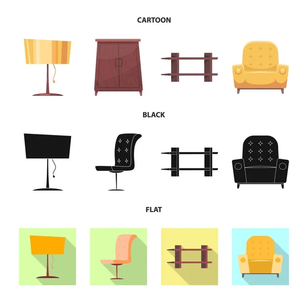 Vektorillustration von Möbeln und Wohnungslogo. Set von Möbeln und Home Vektor Icon für Lager. — Stockvektor