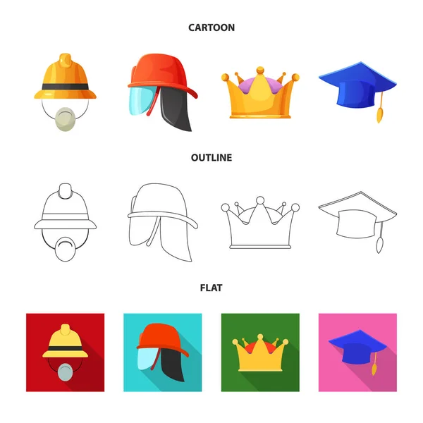 Diseño vectorial de la cabeza y el logotipo de la tapa. Colección de sombreros y sombreros stock vector ilustración . — Archivo Imágenes Vectoriales
