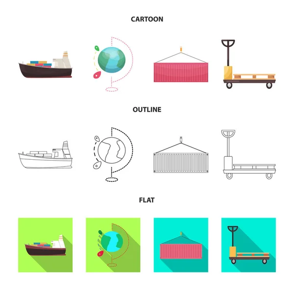 Illustration vectorielle des marchandises et symbole du fret. Collecte de marchandises et symbole de stock d'entrepôt pour le web . — Image vectorielle