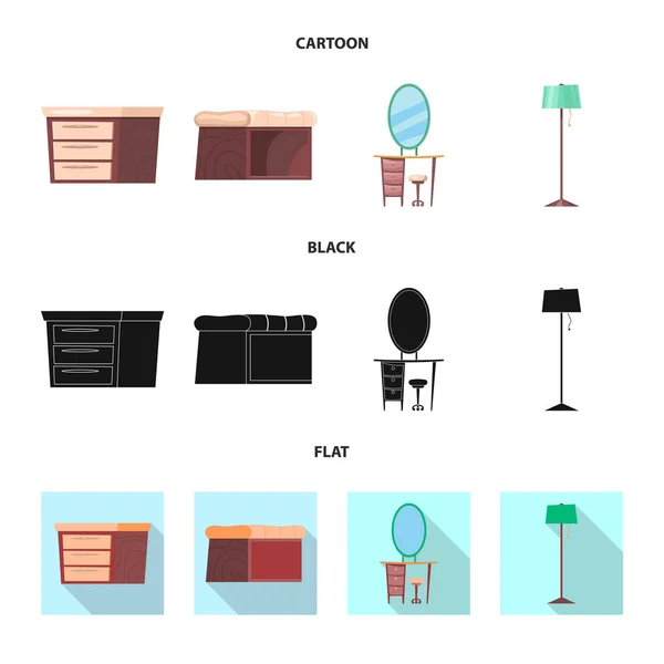 Isolierte Möbelstück Und Wohnung Ikone Set Von Möbeln Und Hausrat — Stockvektor