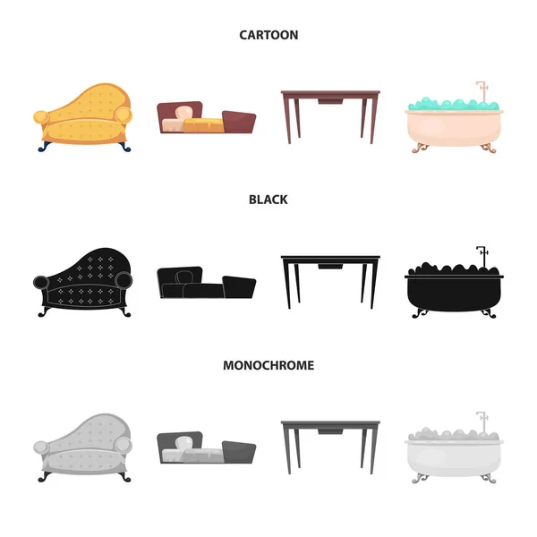 Vektorillustration von Möbeln und Wohnungsschildern. Set von Möbeln und Home Stock Symbol für das Web. — Stockvektor