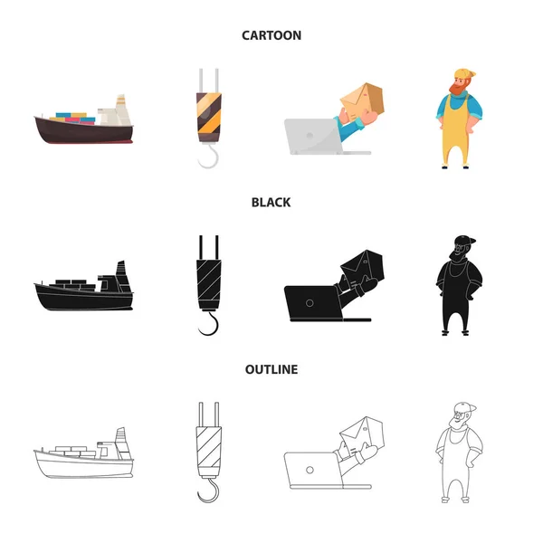 Vector illustration of goods and cargo icon. Set of goods and warehouse stock vector illustration. — Stock Vector