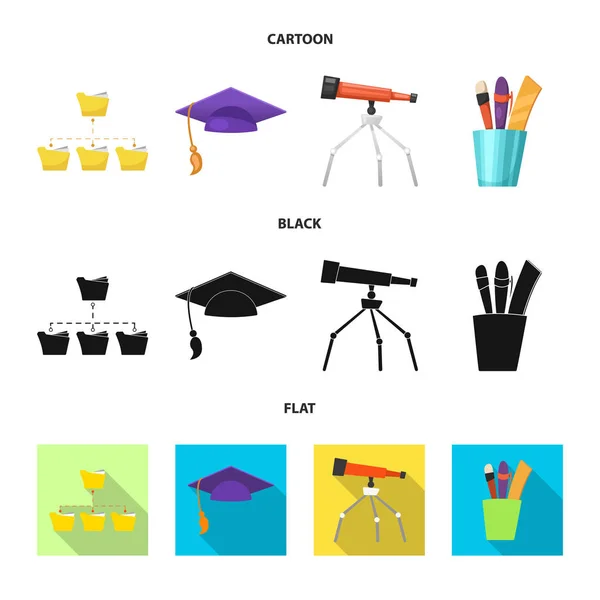 Objeto aislado de la educación y el signo de aprendizaje. Conjunto de educación e ilustración de vectores escolares . — Archivo Imágenes Vectoriales