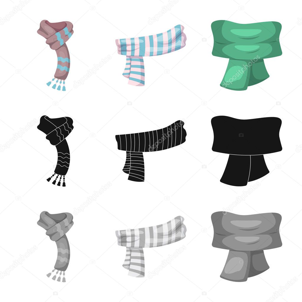 Isolated object of scarf and shawl icon. Set of scarf and accessory vector icon for stock.