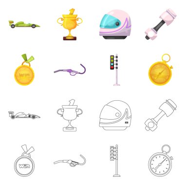 Araba ve ralli simge vektör tasarımı. Araba ve yarış hisse senedi vektör çizim seti.