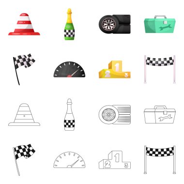Araba ve ralli simge vektör Illustration. Araba ve yarış vektör simgesini hissenin topluluğu.