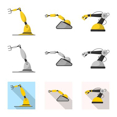 Robot ve fabrika logo vektör Illustration. Robot ve uzay hisse senedi simgesi için web topluluğu.