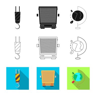 Yalıtılmış nesne mal ve kargo logo. Ürünler ve hisse senedi için ambar vektör simge kümesi.