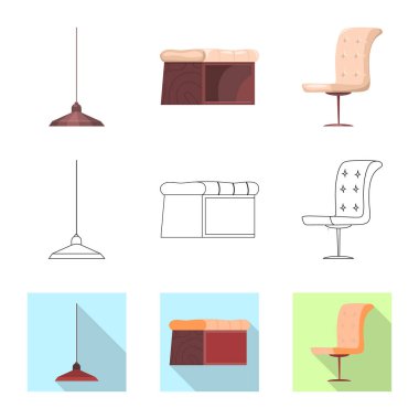 Mobilya ve daire sembolü yalıtılmış nesne. Mobilya ve ev hisse senedi simgesi için web topluluğu.