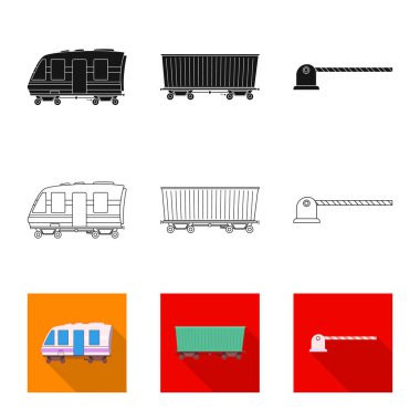 Tren ve İstasyonu simge vektör Illustration. Hisse senedi için tren ve bilet vektör simge kümesi.