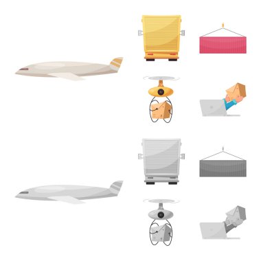 Eşya ve kargo logo vektör tasarımı. Ürünler ve ambar stok vektör çizim.