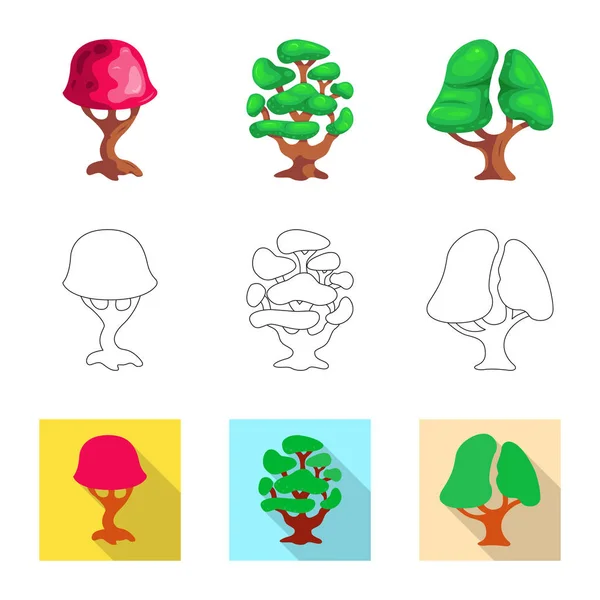Projeto vetorial de árvore e símbolo da natureza. Conjunto de árvore e coroa símbolo de estoque para web . — Vetor de Stock