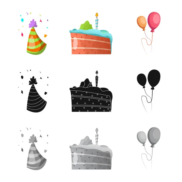 Vector design of party and birthday symbol. Collection of party and celebration stock symbol for web.