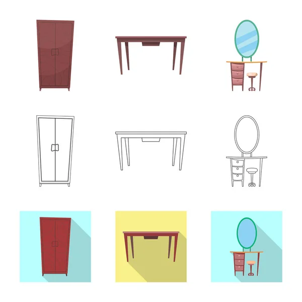 Vektor-Design von Möbeln und Wohnungsschildern. Set von Möbeln und Home Stock Symbol für das Web. — Stockvektor