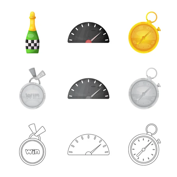 Vector illustration of car and rally icon. Collection of car and race vector icon for stock. — Stock Vector