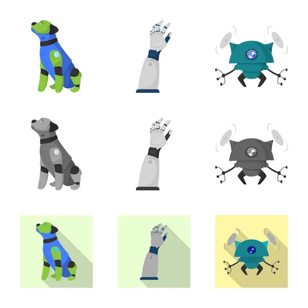 Conception vectorielle du robot et icône de l'usine. Ensemble de robot et symbole de stock spatial pour le web . — Image vectorielle
