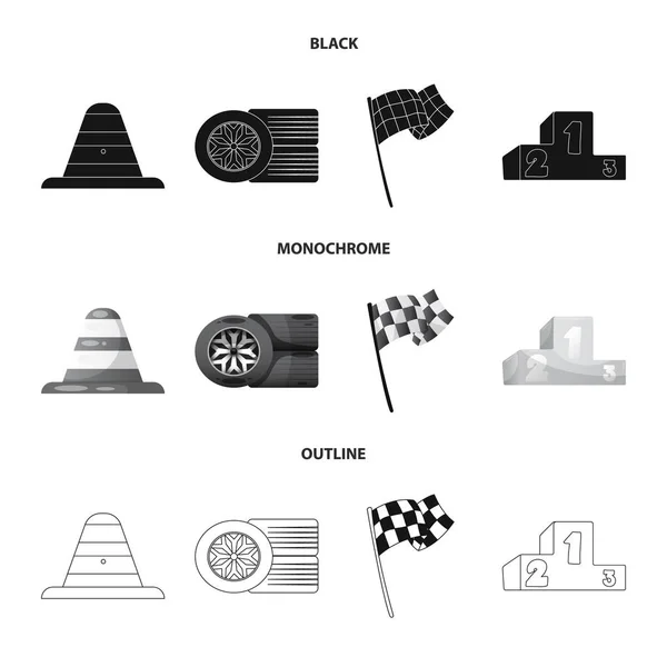 Vector illustration of car and rally symbol. Set of car and race stock vector illustration. — Stock Vector