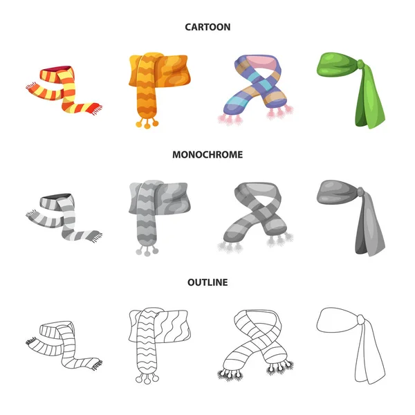 Ilustración vectorial de bufanda y chal icono. Conjunto de bufanda y accesorio símbolo de stock para web . — Vector de stock