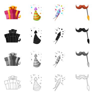 Parti ve Doğum günü simge vektör Illustration. Parti ve kutlama hisse senedi vektör çizim topluluğu.