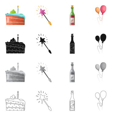 Parti ve Doğum işareti vektör Illustration. Web için kutlama ve parti hisse senedi simgesi kümesi.