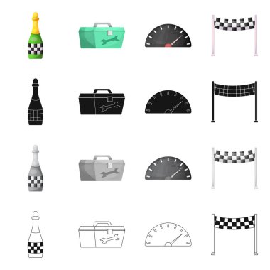 Araba ve ralli simge vektör Illustration. Hisse senedi için araba ve yarış vektör simge kümesi.