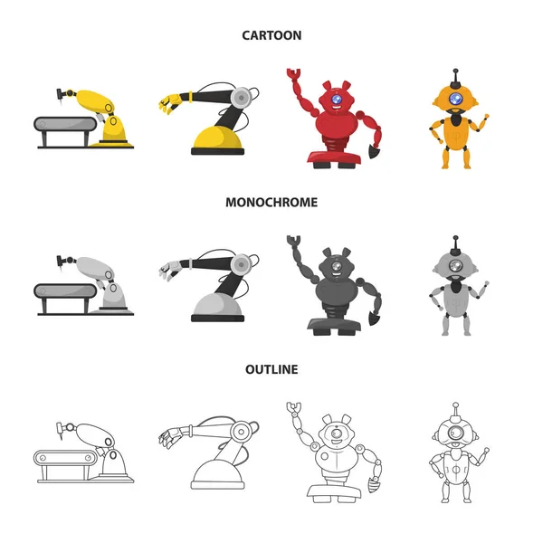 Векторная конструкция робота и заводской символ. Набор символов робота и космического запаса для паутины . — стоковый вектор