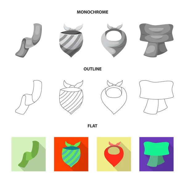 Vector ontwerp van sjaal en omslagdoek symbool. Set van sjaal en accessoire voorraad vectorillustratie. — Stockvector