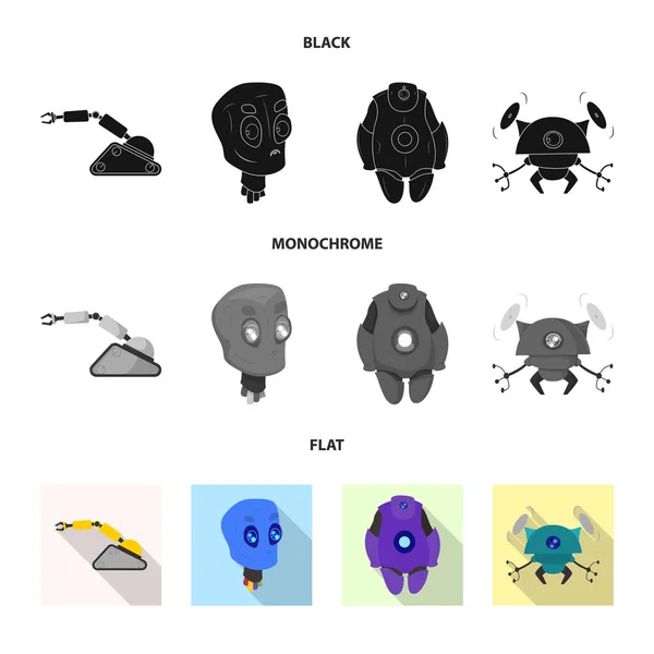Векторный дизайн робота и заводского знака. Коллекция символов робота и космического запаса для сети . — стоковый вектор