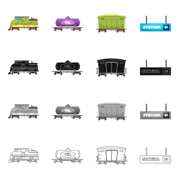 Векторный дизайн эмблемы поезда и станции. Коллекция иконки поезда и билета на складе . — стоковый вектор