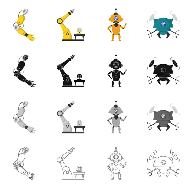 Изолированный объект робота и заводской символ. Коллекция иконки робота и космического вектора для склада . — стоковый вектор