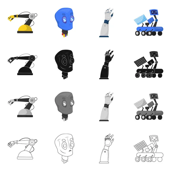 Vektor-Design von Roboter und Fabrikschild. Roboter- und Space-Stock-Symbol für das Web. — Stockvektor