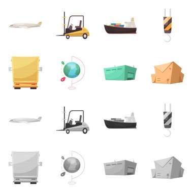 Mal ve kargo simge vektör Illustration. Ürünler ve hisse senedi için ambar vektör simge koleksiyonu.