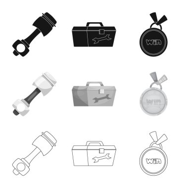 Araba ve ralli simge vektör Illustration. Hisse senedi için araba ve yarış vektör simge kümesi.