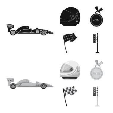 Araba ve ralli simge vektör Illustration. Araba ve yarış vektör simgesini hissenin topluluğu.