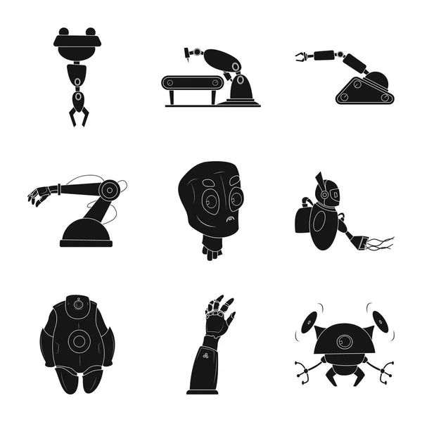 Векторное Проектирование Робота Логотипа Завода Коллекция Символов Робота Космического Запаса — стоковый вектор