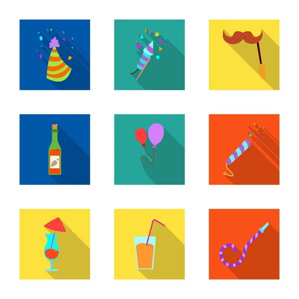 Diseño vectorial de fiesta y símbolo de cumpleaños. Conjunto de fiesta y celebración stock vector ilustración . — Archivo Imágenes Vectoriales