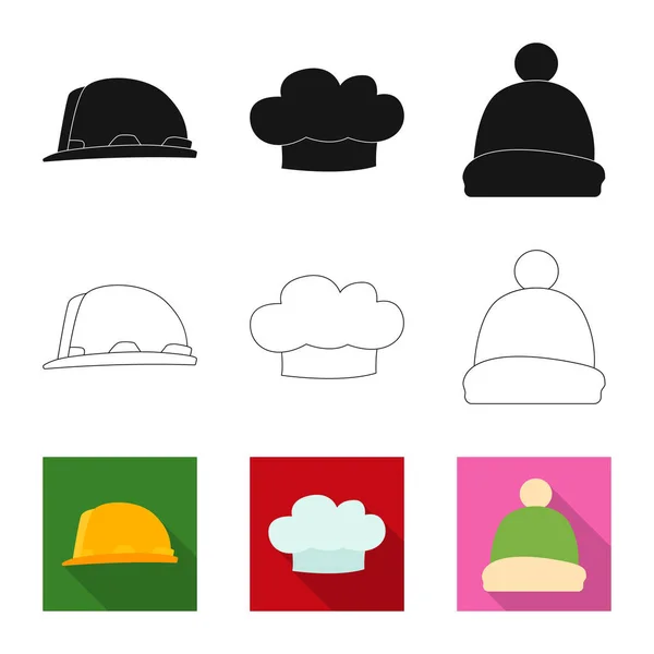 Ilustración vectorial de la marca de sombreros y gorras. Colección de casco y accesorio icono vectorial para stock . — Vector de stock