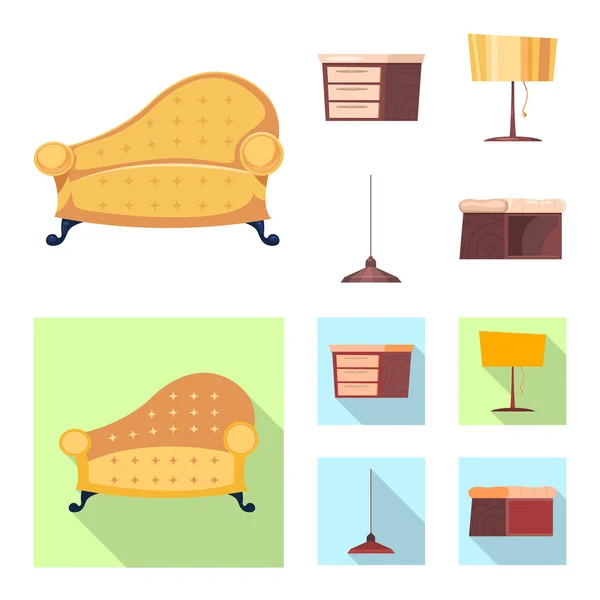 Векторный дизайн мебели и символа квартиры. Коллекция мебели и иконка домашнего вектора на складе . — стоковый вектор
